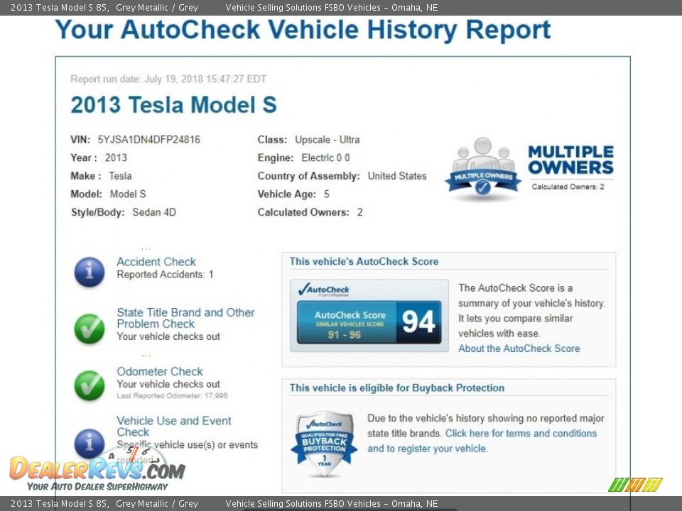 2013 Tesla Model S 85 Grey Metallic / Grey Photo #2