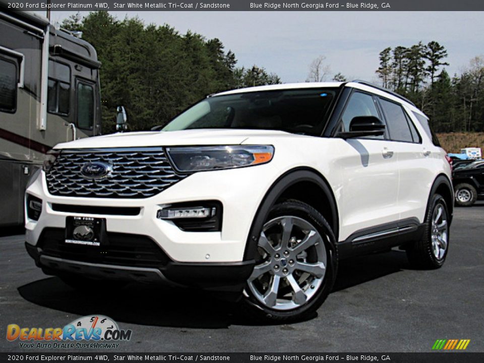 2020 Ford Explorer Platinum 4WD Star White Metallic Tri-Coat / Sandstone Photo #1