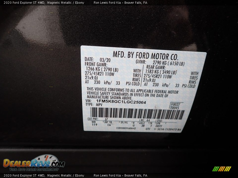 2020 Ford Explorer ST 4WD Magnetic Metallic / Ebony Photo #11