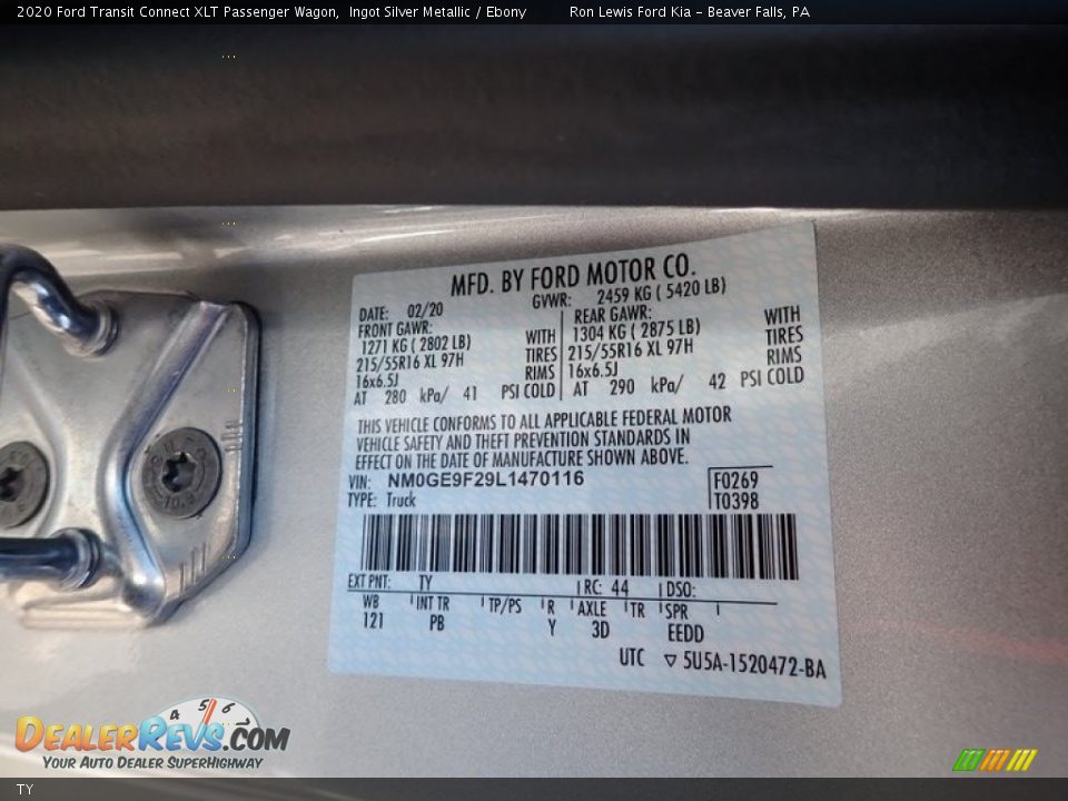 Ford Color Code TY Ingot Silver Metallic