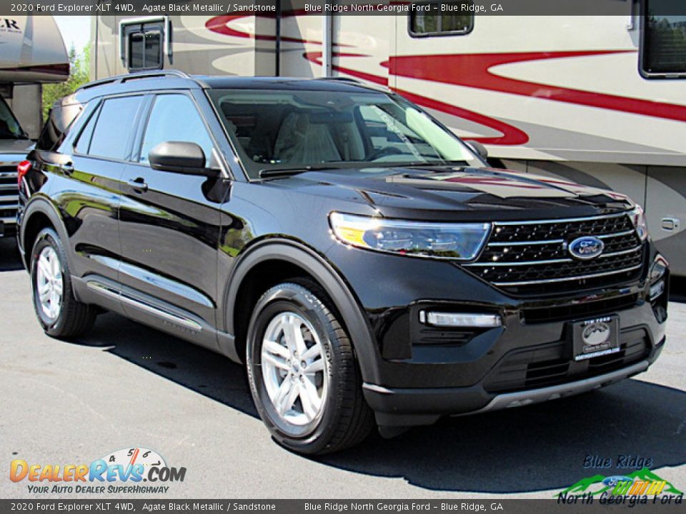 2020 Ford Explorer XLT 4WD Agate Black Metallic / Sandstone Photo #7