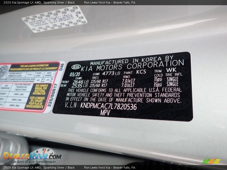 2020 Kia Sportage LX AWD Sparkling Silver / Black Photo #11