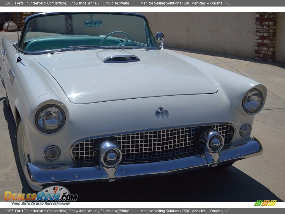 1955 Ford Thunderbird Convertible Snowshoe White / Turquoise/White Photo #2