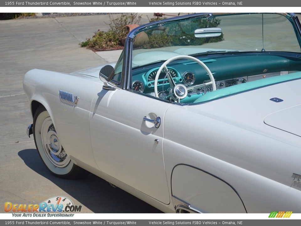 1955 Ford Thunderbird Convertible Snowshoe White / Turquoise/White Photo #4