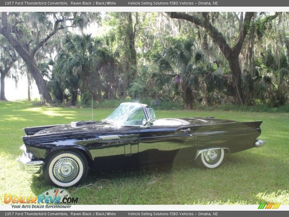 1957 Ford Thunderbird Convertible Raven Black / Black/White Photo #9