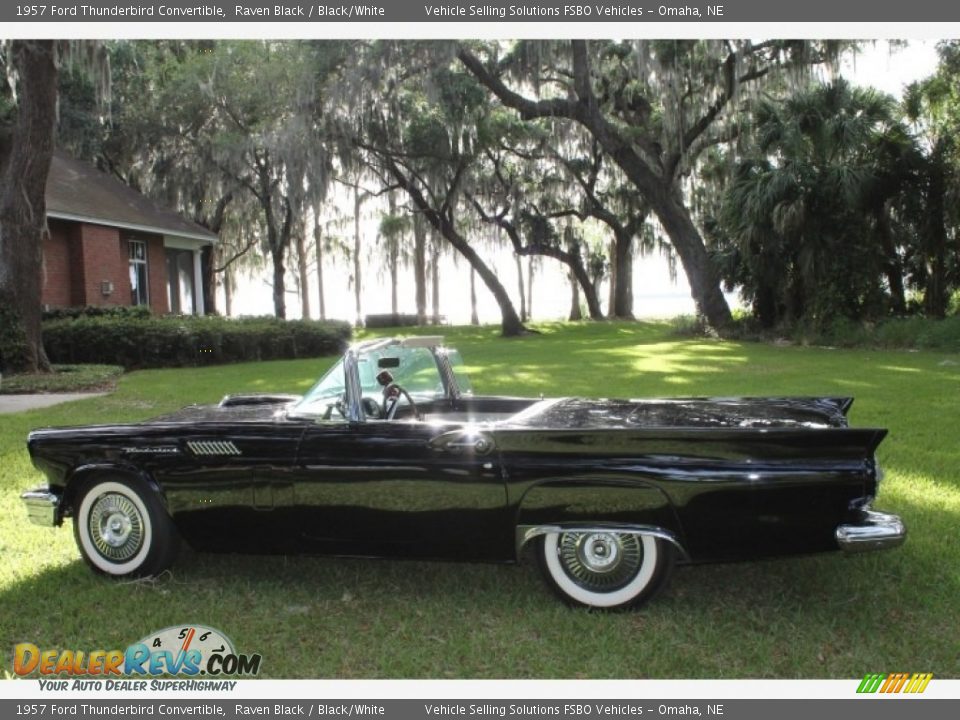 1957 Ford Thunderbird Convertible Raven Black / Black/White Photo #10