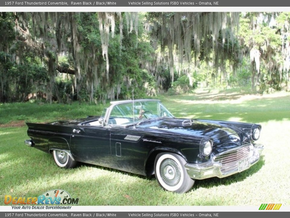 1957 Ford Thunderbird Convertible Raven Black / Black/White Photo #15