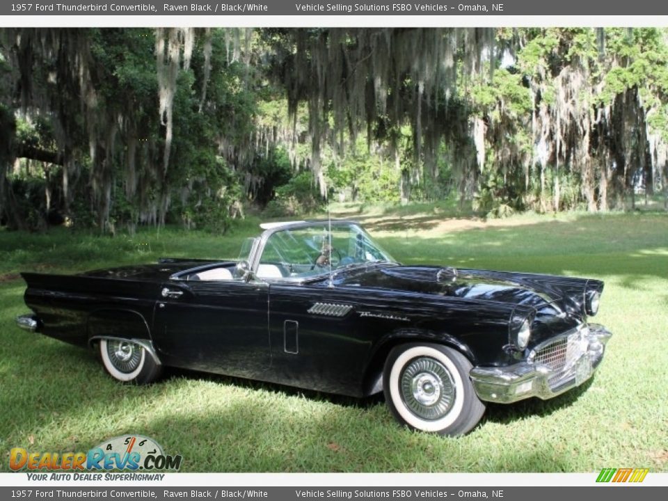 1957 Ford Thunderbird Convertible Raven Black / Black/White Photo #16