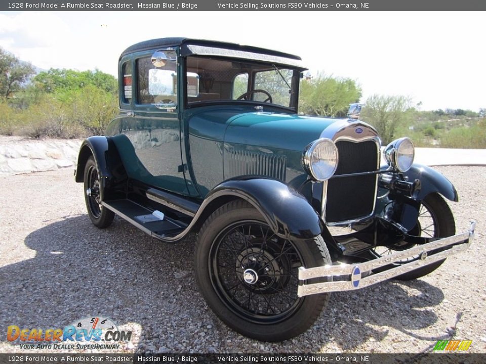 1928 Ford Model A Rumble Seat Roadster Hessian Blue / Beige Photo #4