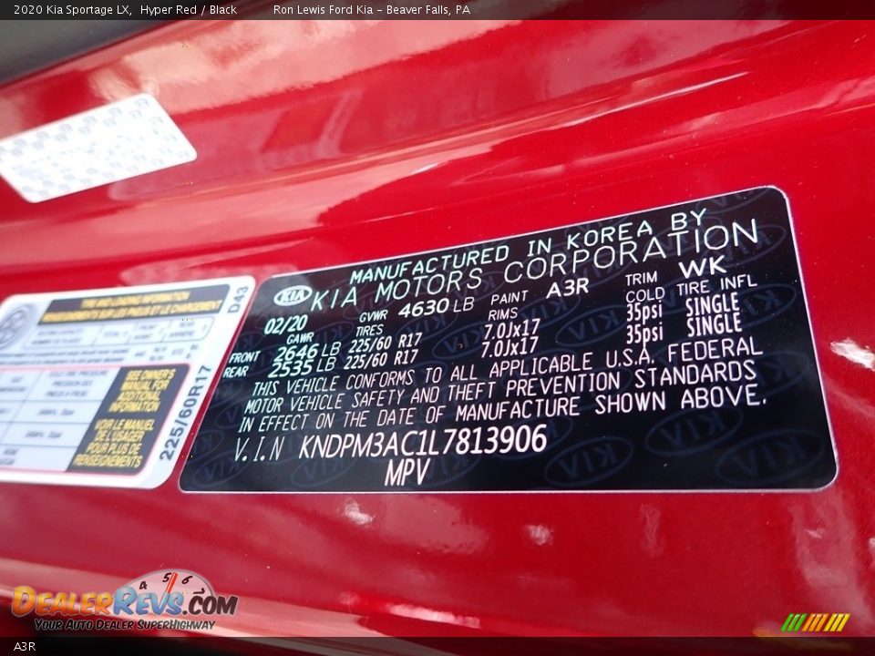 Kia Color Code A3R Hyper Red