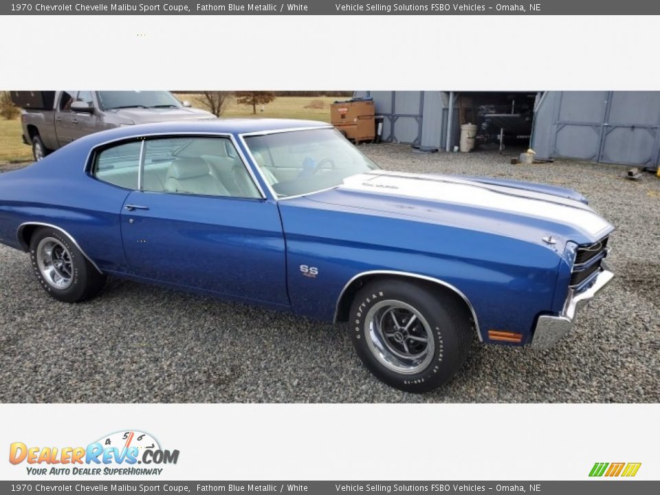 1970 Chevrolet Chevelle Malibu Sport Coupe Fathom Blue Metallic / White Photo #8