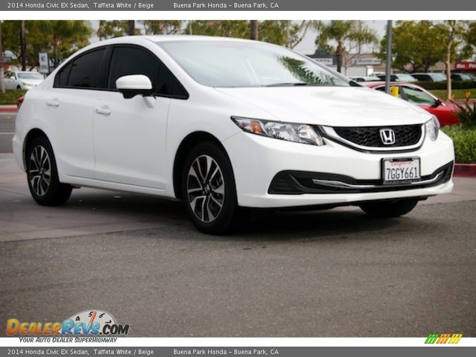 2014 Honda Civic EX Sedan Taffeta White / Beige Photo #1