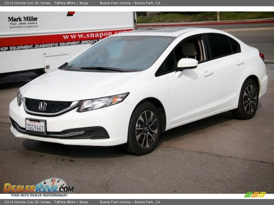 2014 Honda Civic EX Sedan Taffeta White / Beige Photo #8