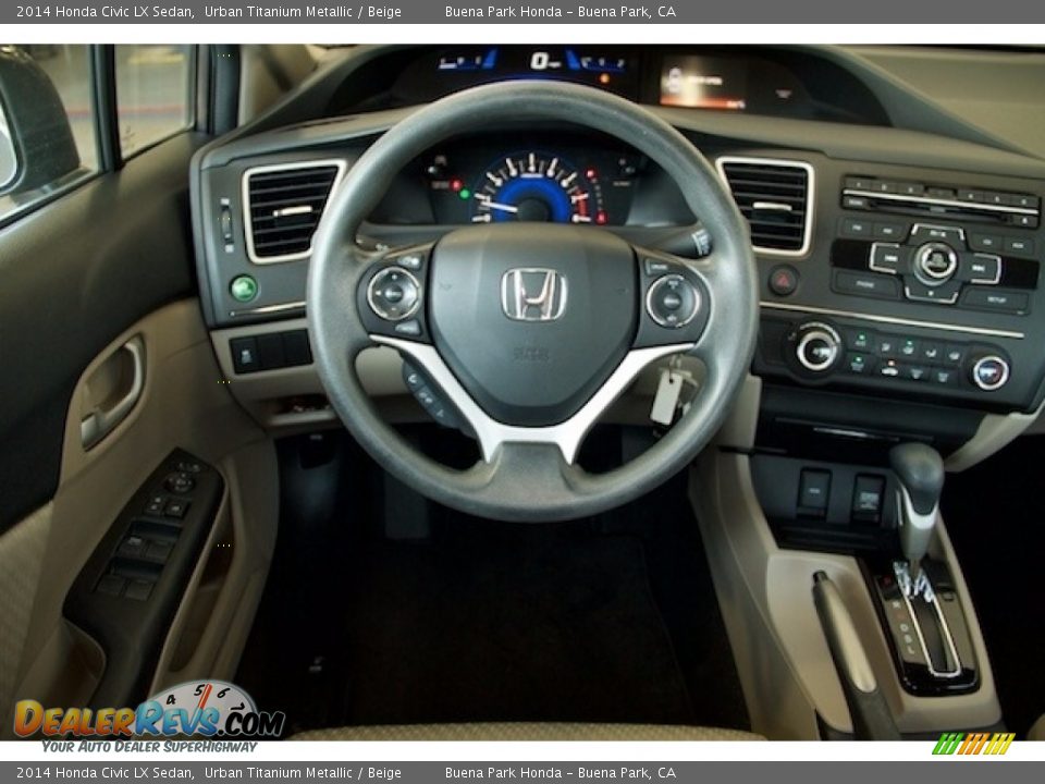 2014 Honda Civic LX Sedan Urban Titanium Metallic / Beige Photo #5