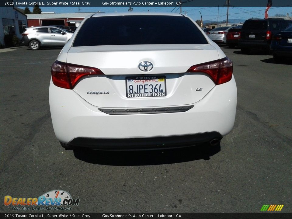 2019 Toyota Corolla L Super White / Steel Gray Photo #4