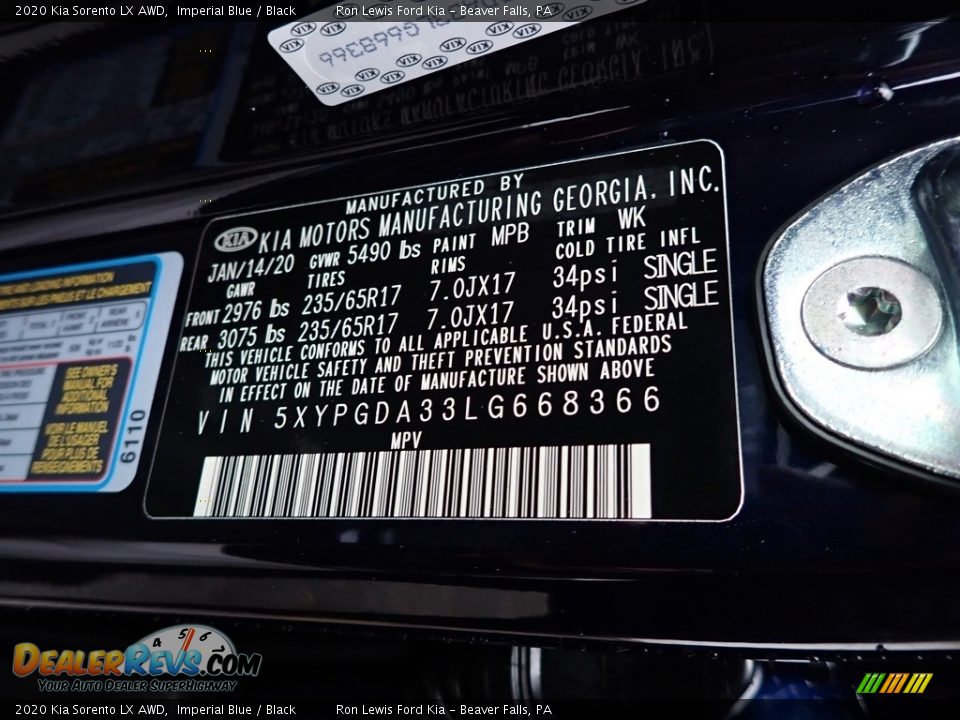 2020 Kia Sorento LX AWD Imperial Blue / Black Photo #11