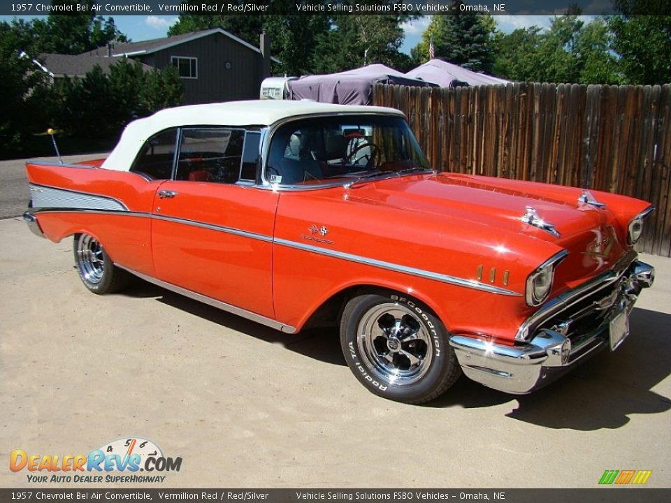 1957 Chevrolet Bel Air Convertible Vermillion Red / Red/Silver Photo #6