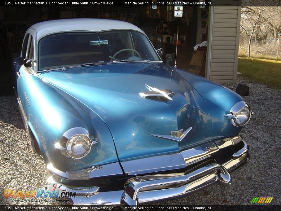 1953 Kaiser Manhattan 4 Door Sedan Blue Satin / Brown/Beige Photo #4