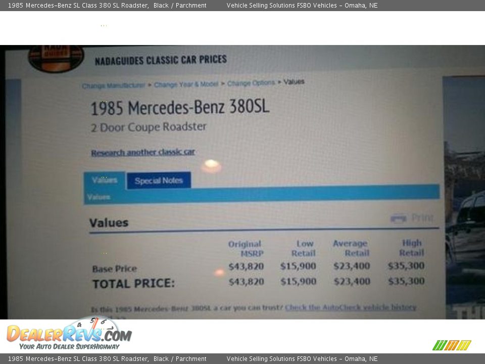 Dealer Info of 1985 Mercedes-Benz SL Class 380 SL Roadster Photo #14