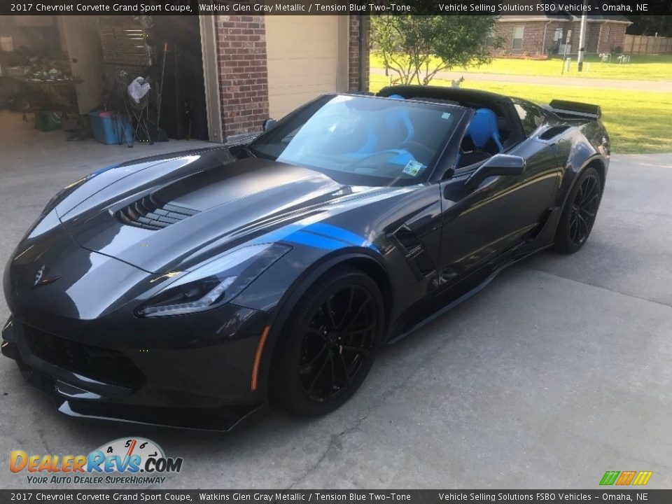 2017 Chevrolet Corvette Grand Sport Coupe Watkins Glen Gray Metallic / Tension Blue Two-Tone Photo #1