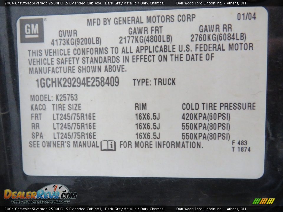 2004 Chevrolet Silverado 2500HD LS Extended Cab 4x4 Dark Gray Metallic / Dark Charcoal Photo #30