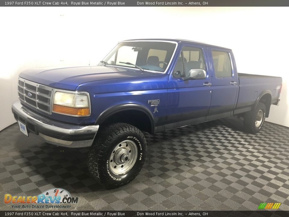 1997 Ford F350 XLT Crew Cab 4x4 Royal Blue Metallic / Royal Blue Photo #1