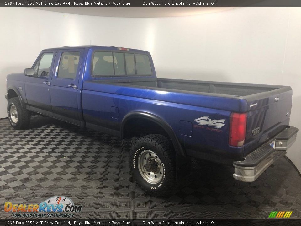 1997 Ford F350 XLT Crew Cab 4x4 Royal Blue Metallic / Royal Blue Photo #4