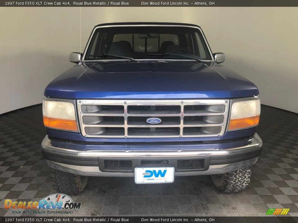 1997 Ford F350 XLT Crew Cab 4x4 Royal Blue Metallic / Royal Blue Photo #5