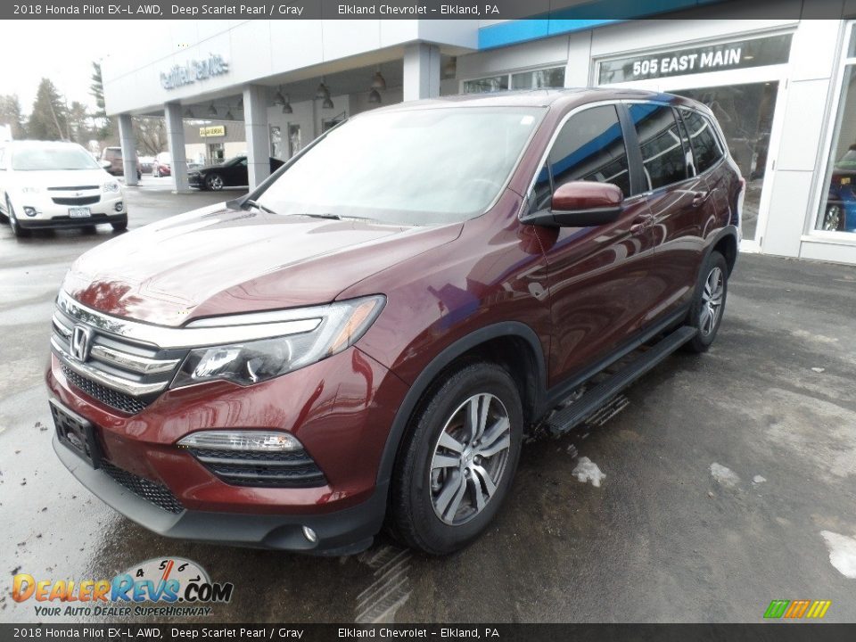 2018 Honda Pilot EX-L AWD Deep Scarlet Pearl / Gray Photo #3