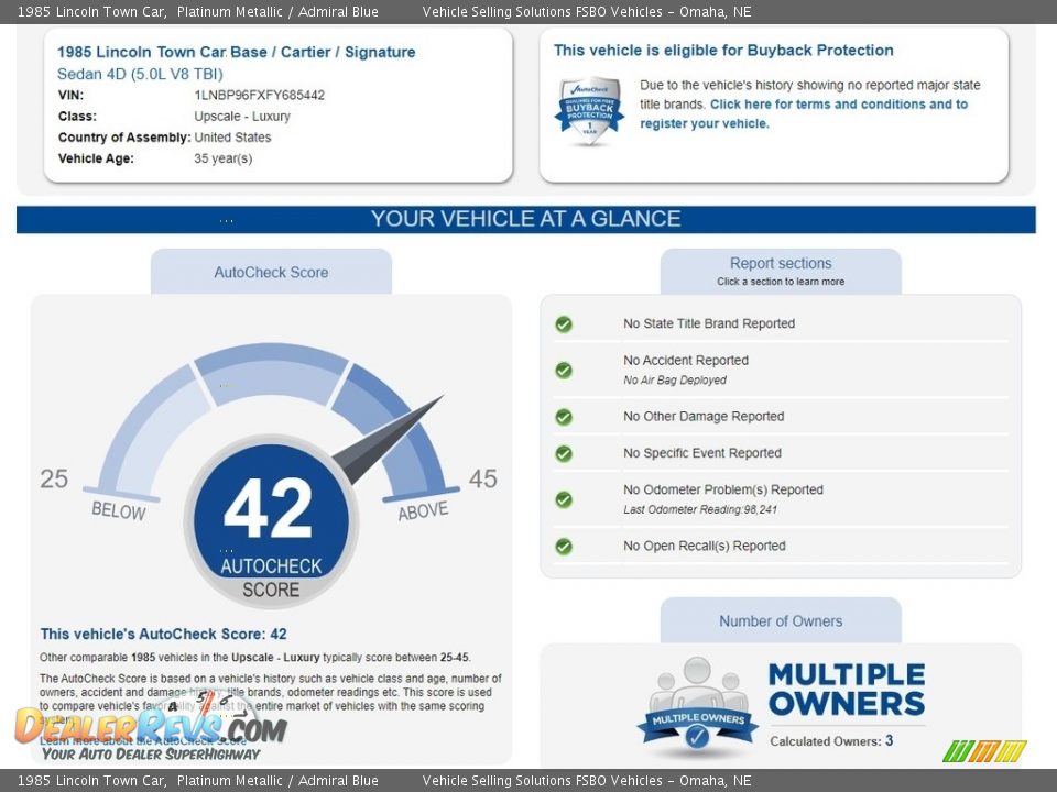 Dealer Info of 1985 Lincoln Town Car  Photo #2