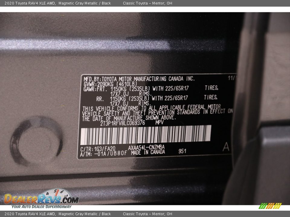 2020 Toyota RAV4 XLE AWD Magnetic Gray Metallic / Black Photo #20