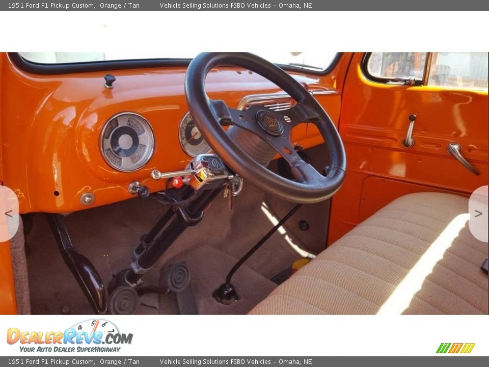 1951 Ford F1 Pickup Custom Orange / Tan Photo #2