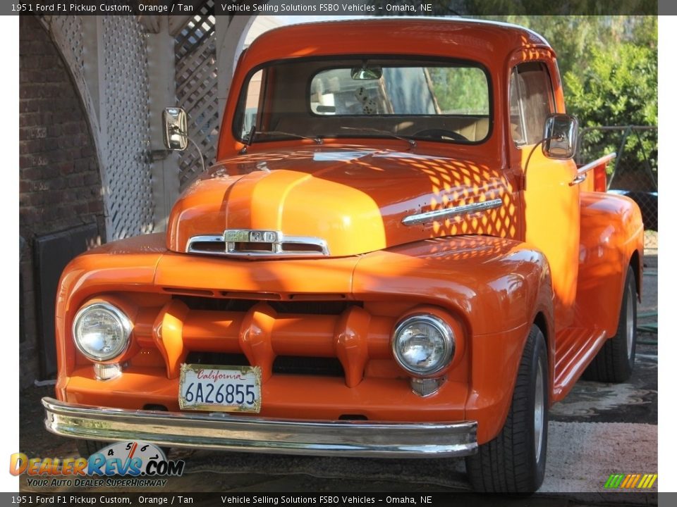 1951 Ford F1 Pickup Custom Orange / Tan Photo #8