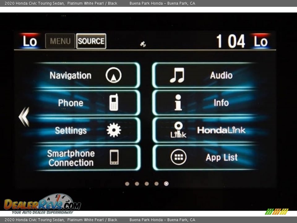 2020 Honda Civic Touring Sedan Platinum White Pearl / Black Photo #33