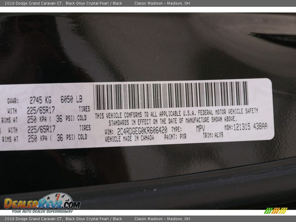 2019 Dodge Grand Caravan GT Black Onyx Crystal Pearl / Black Photo #19