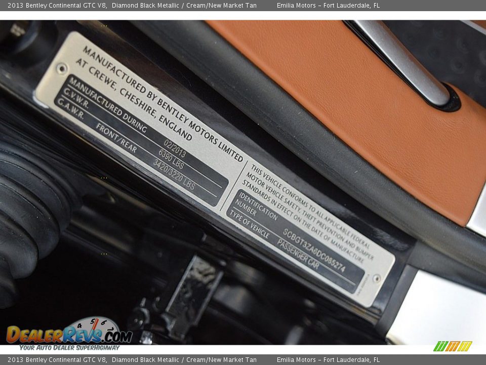 Info Tag of 2013 Bentley Continental GTC V8  Photo #54