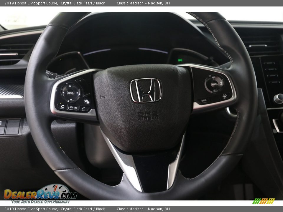 2019 Honda Civic Sport Coupe Crystal Black Pearl / Black Photo #7