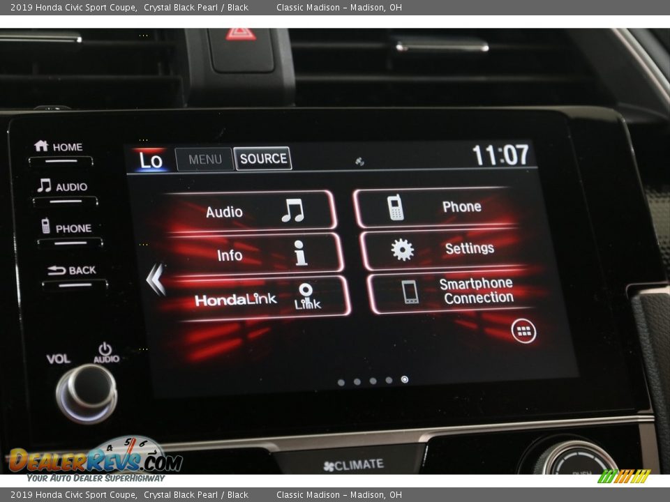 2019 Honda Civic Sport Coupe Crystal Black Pearl / Black Photo #12