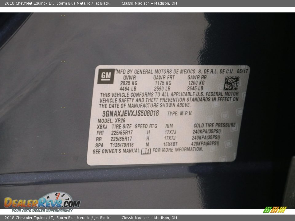 2018 Chevrolet Equinox LT Storm Blue Metallic / Jet Black Photo #19