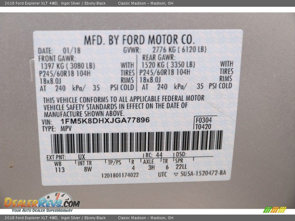 2018 Ford Explorer XLT 4WD Ingot Silver / Ebony Black Photo #27