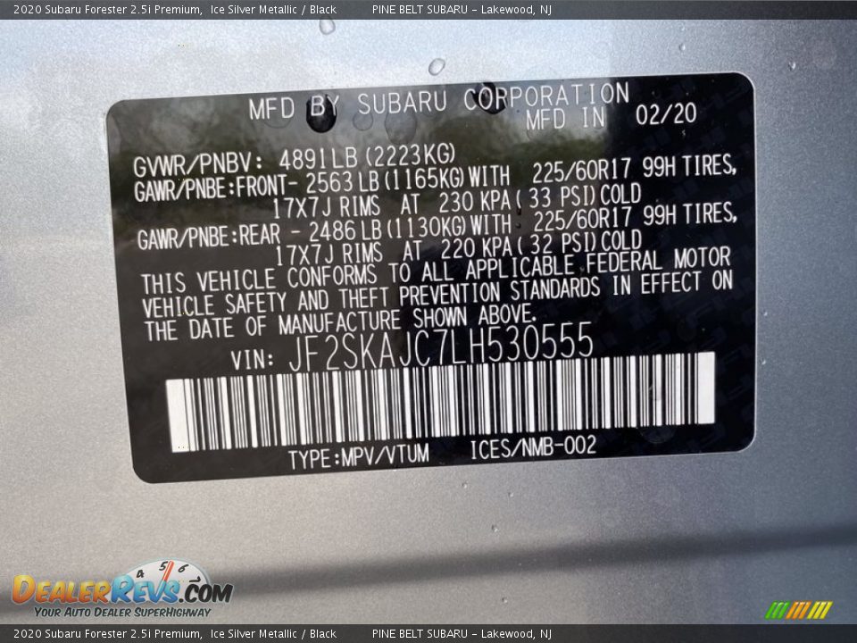 2020 Subaru Forester 2.5i Premium Ice Silver Metallic / Black Photo #12