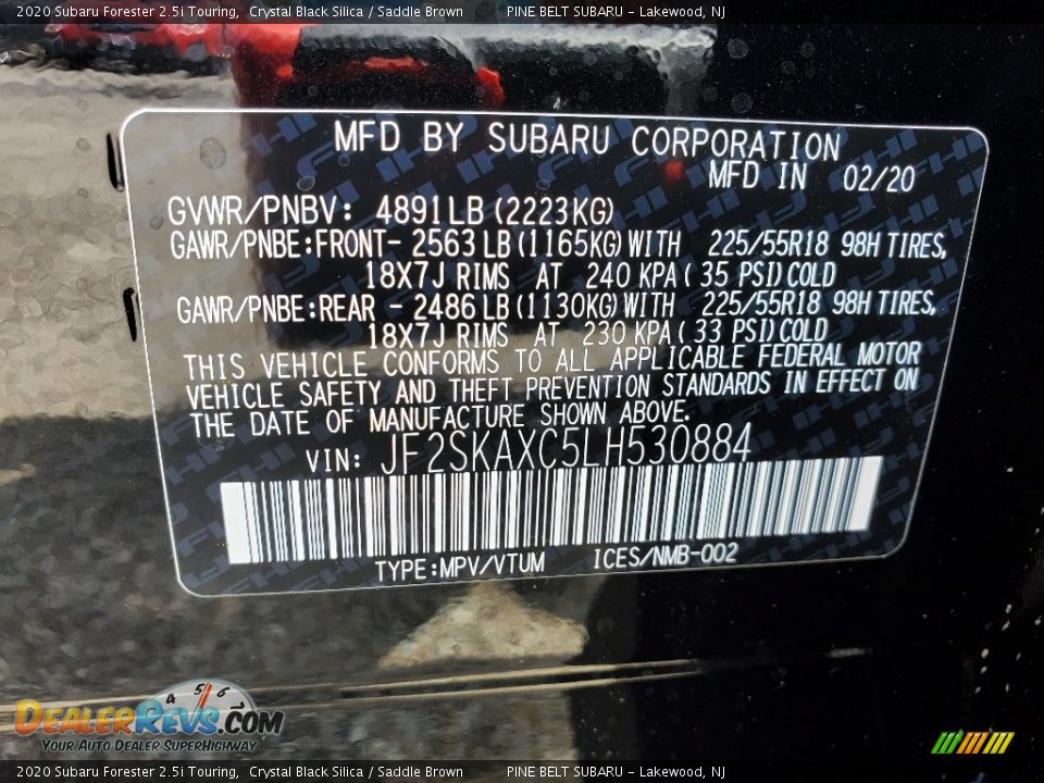2020 Subaru Forester 2.5i Touring Crystal Black Silica / Saddle Brown Photo #13