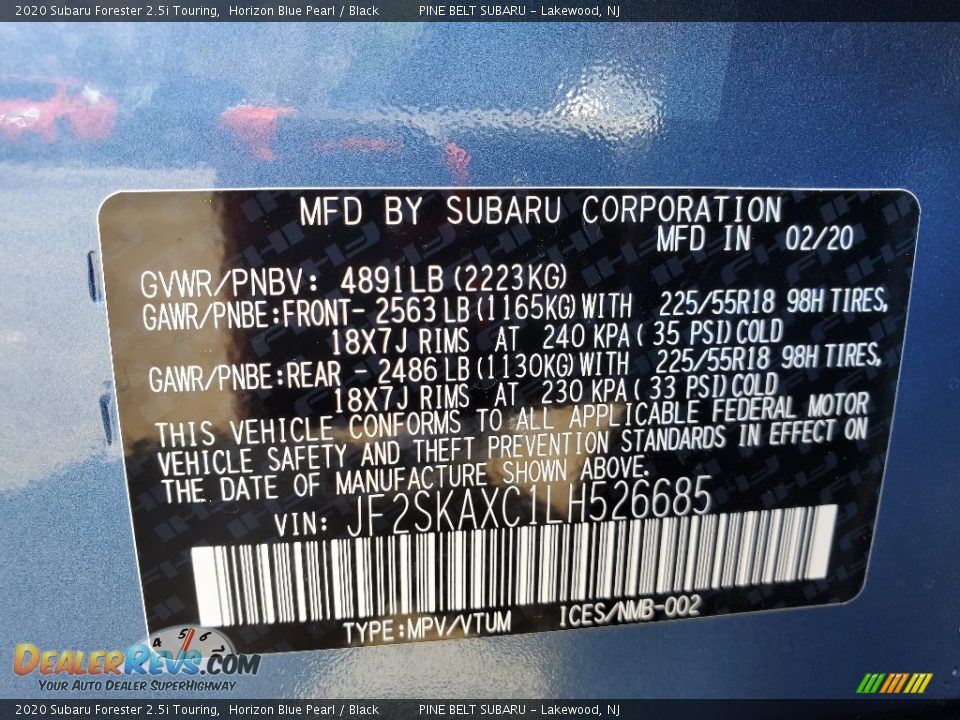 2020 Subaru Forester 2.5i Touring Horizon Blue Pearl / Black Photo #13