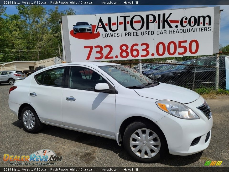 2014 Nissan Versa 1.6 S Sedan Fresh Powder White / Charcoal Photo #1