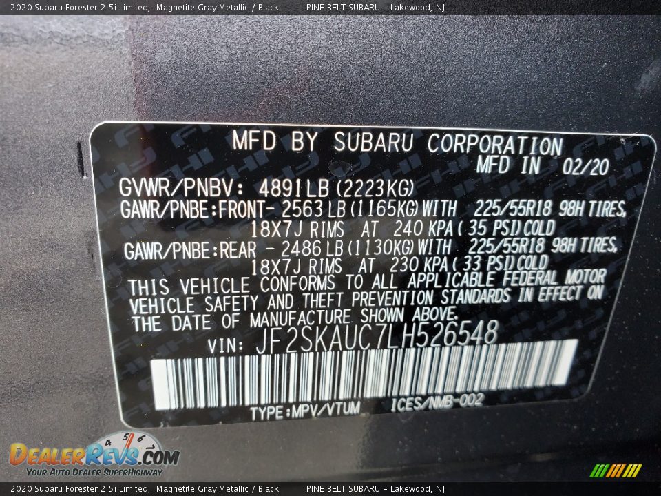 2020 Subaru Forester 2.5i Limited Magnetite Gray Metallic / Black Photo #13