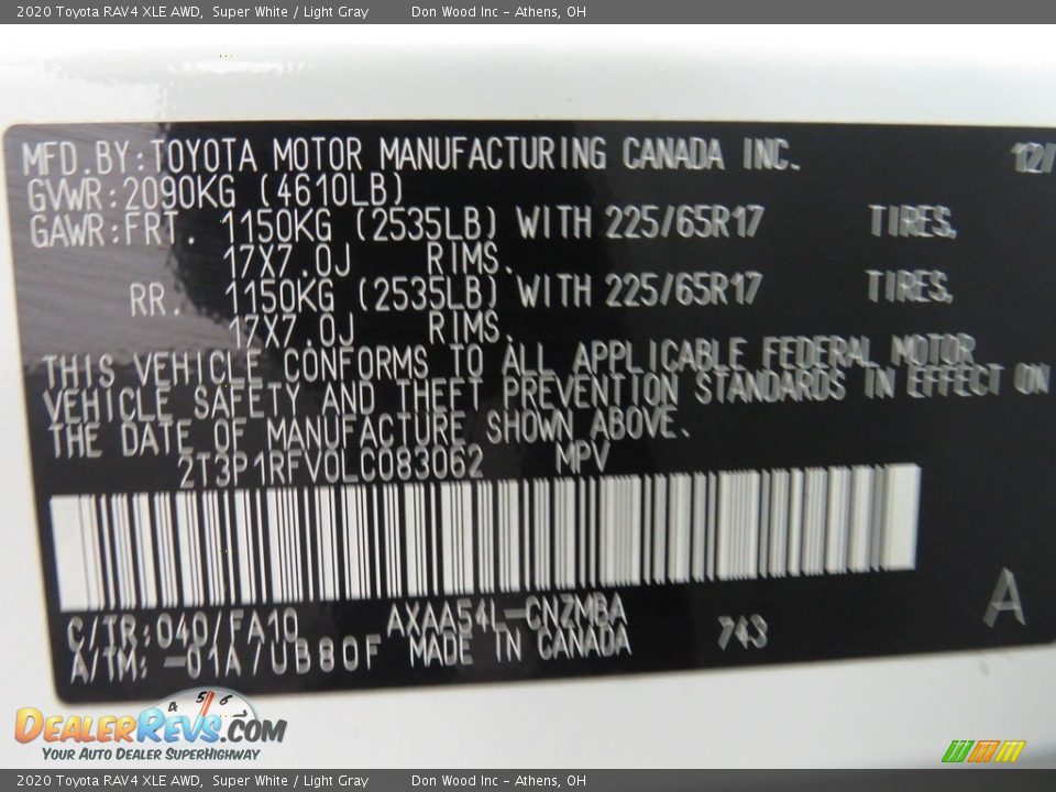 2020 Toyota RAV4 XLE AWD Super White / Light Gray Photo #35