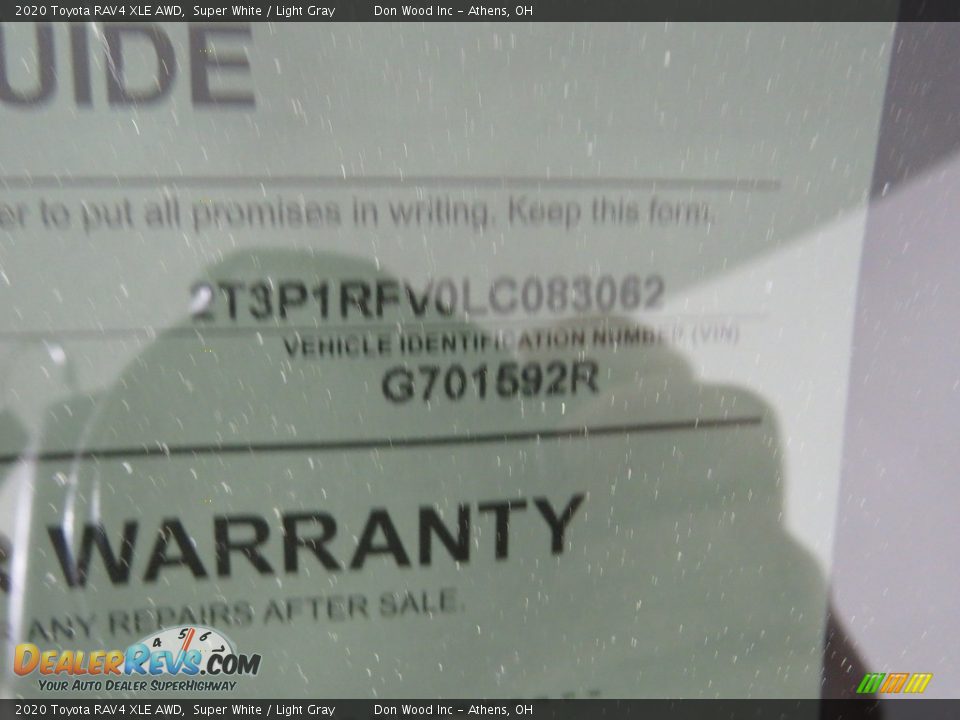2020 Toyota RAV4 XLE AWD Super White / Light Gray Photo #36