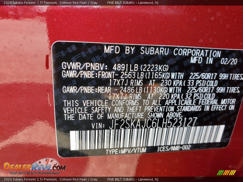 2020 Subaru Forester 2.5i Premium Crimson Red Pearl / Gray Photo #13