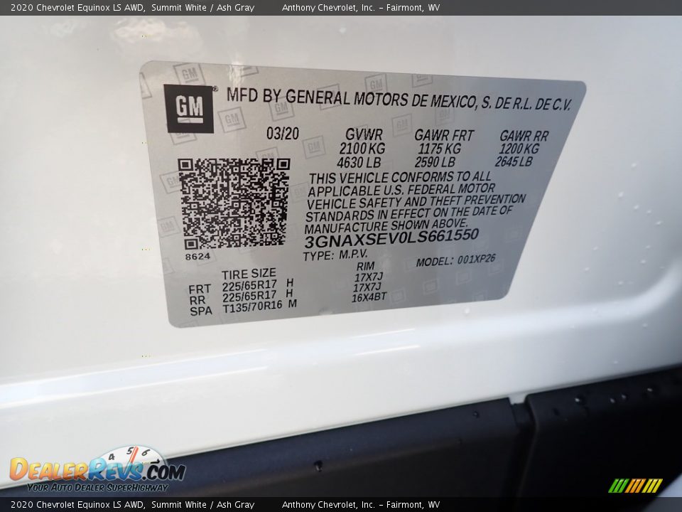 2020 Chevrolet Equinox LS AWD Summit White / Ash Gray Photo #14