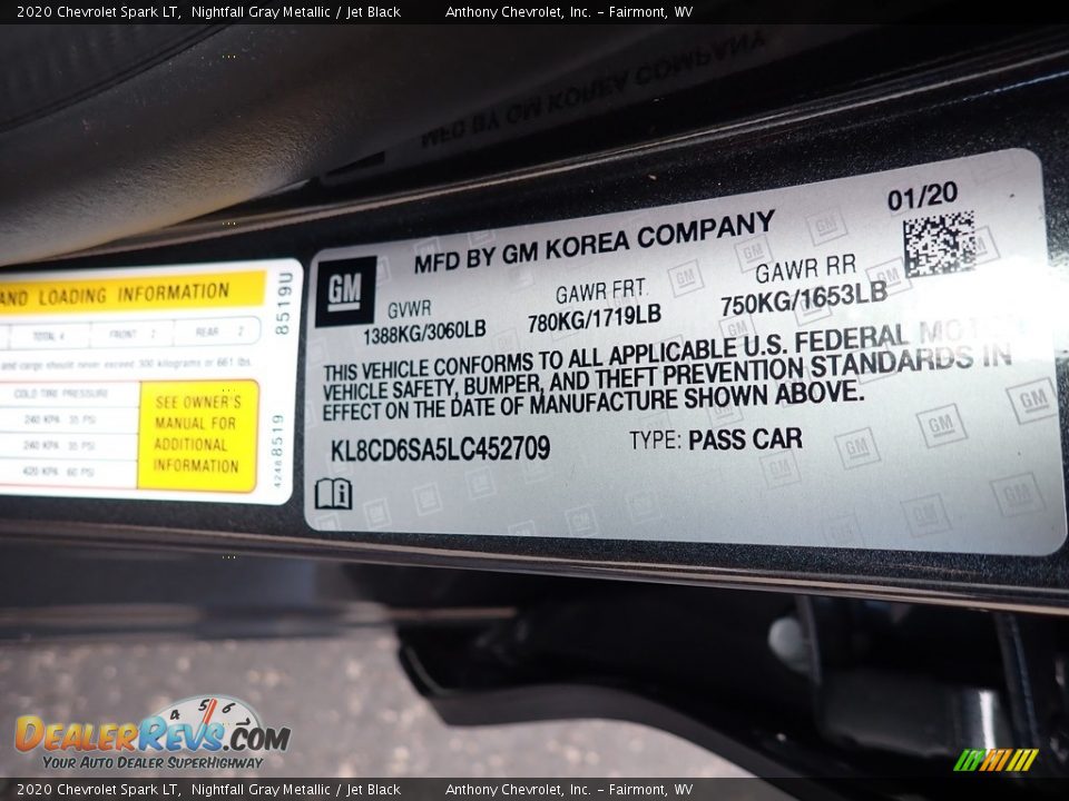 2020 Chevrolet Spark LT Nightfall Gray Metallic / Jet Black Photo #15